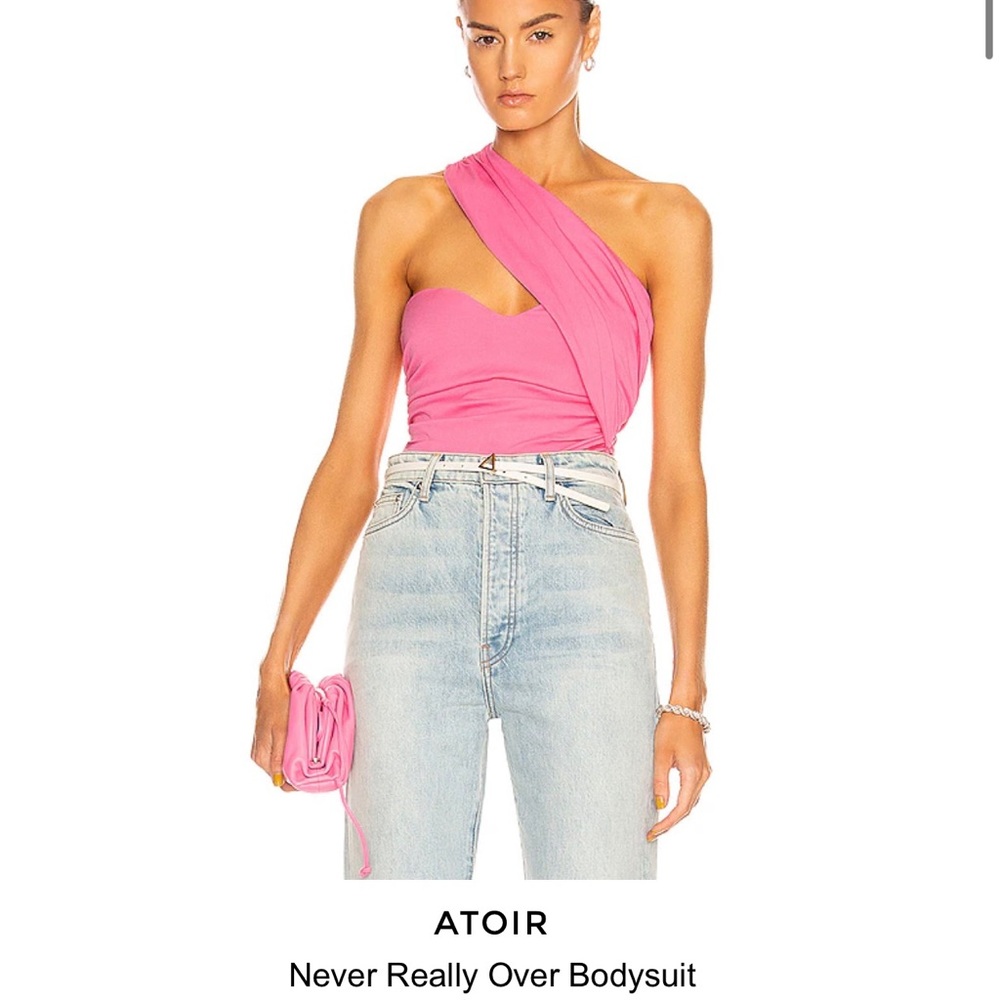 NWT Pink Body Suit, super cute asymmetrical top. Never worn!